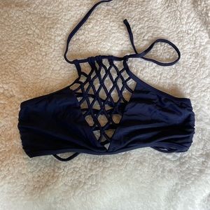 Cage halter swim bikini top